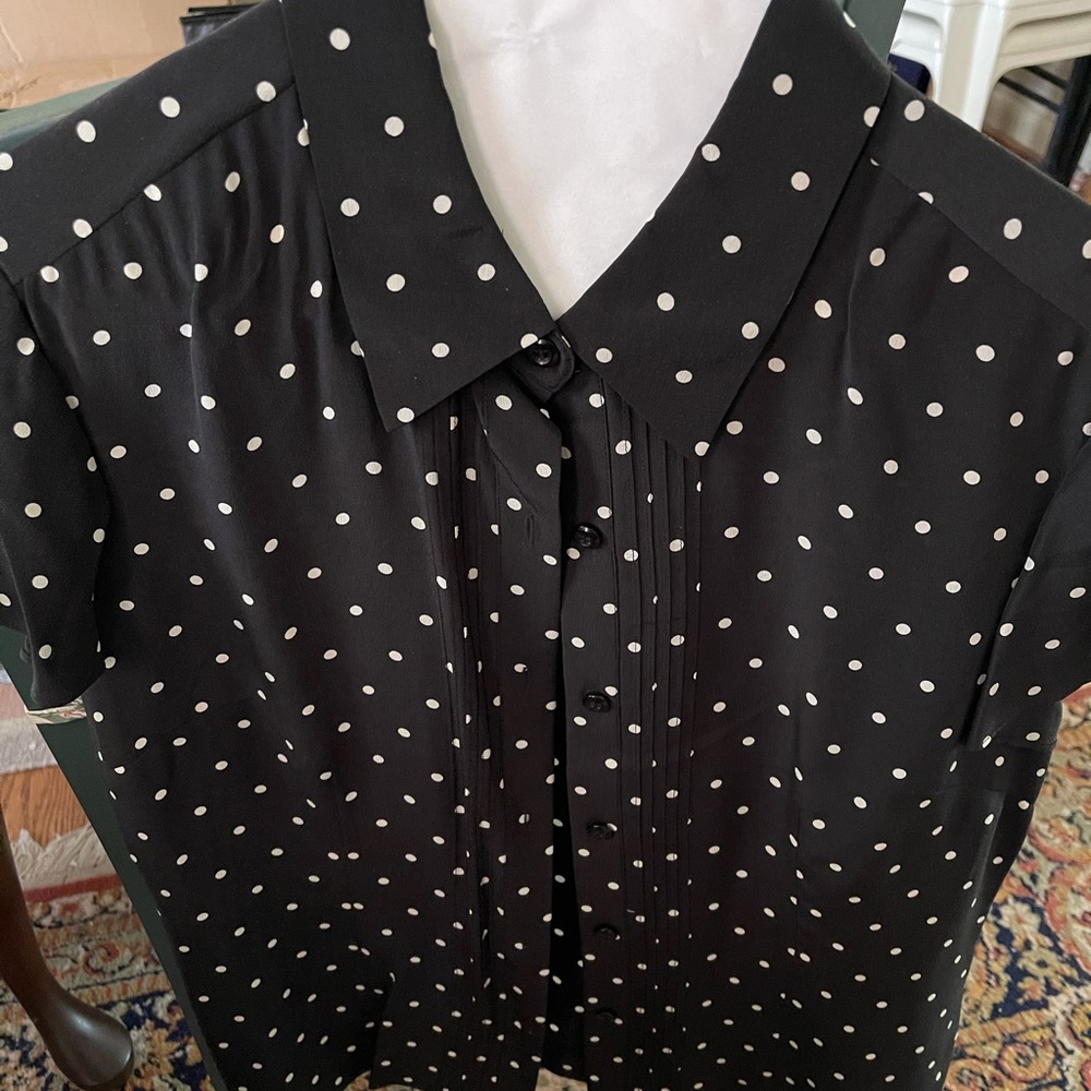 Black and white pok a dot skirt and blouse